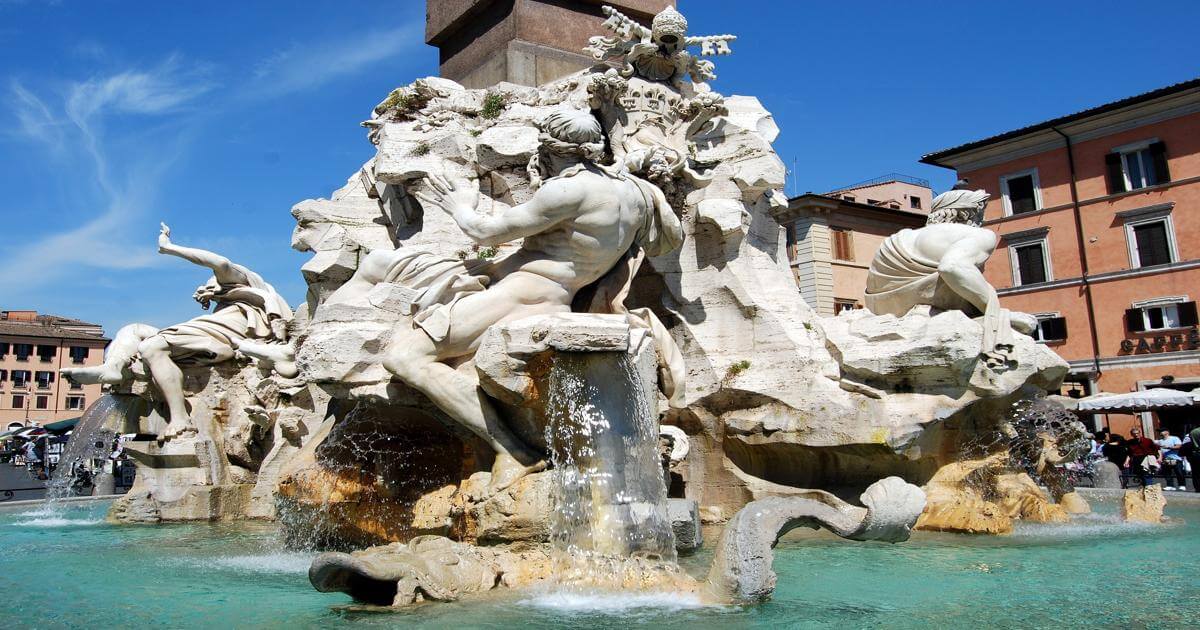 La Fontana dei quattro fiumi, capolavoro del Bernini in Piazza Navona
